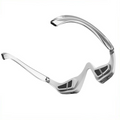 Silver futuristic eyeglasses on a white background