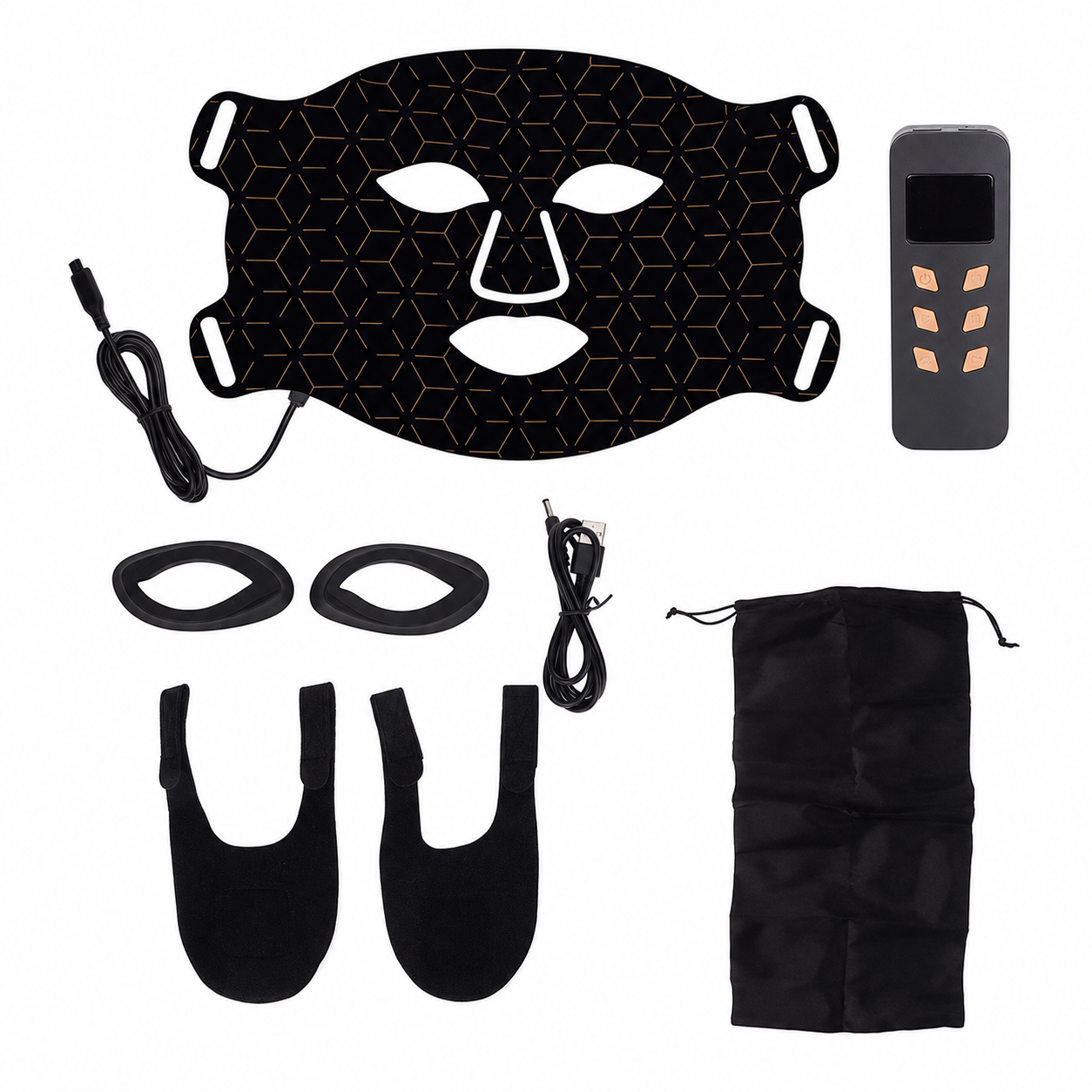 Solfold 4-Wavelength LED Face Mask in black, front view
